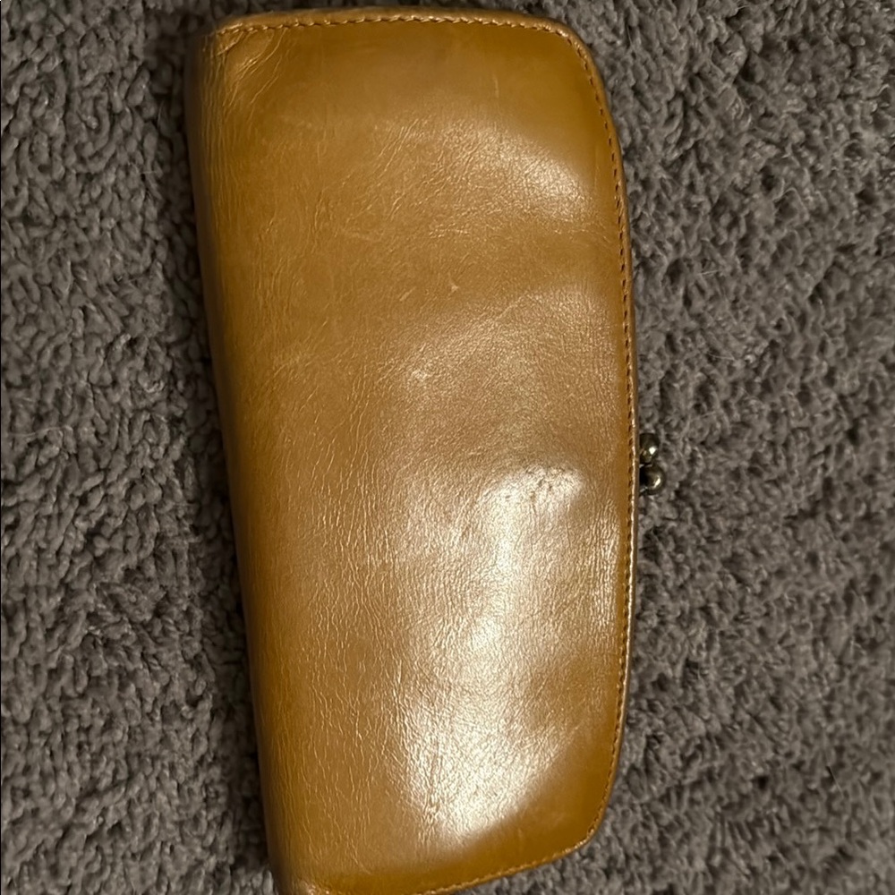 Mustard Distressed Leather Wallet- Hobo International